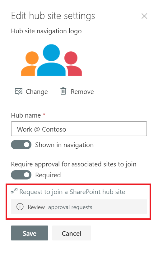 Accessing approval requests from the Sharepoint hub