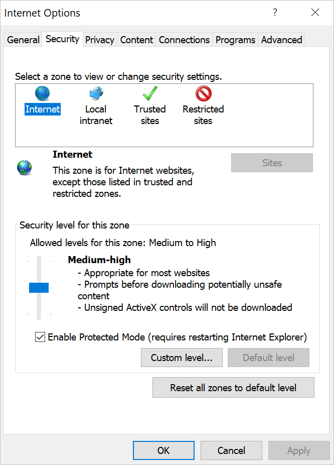 IE Protected Mode
