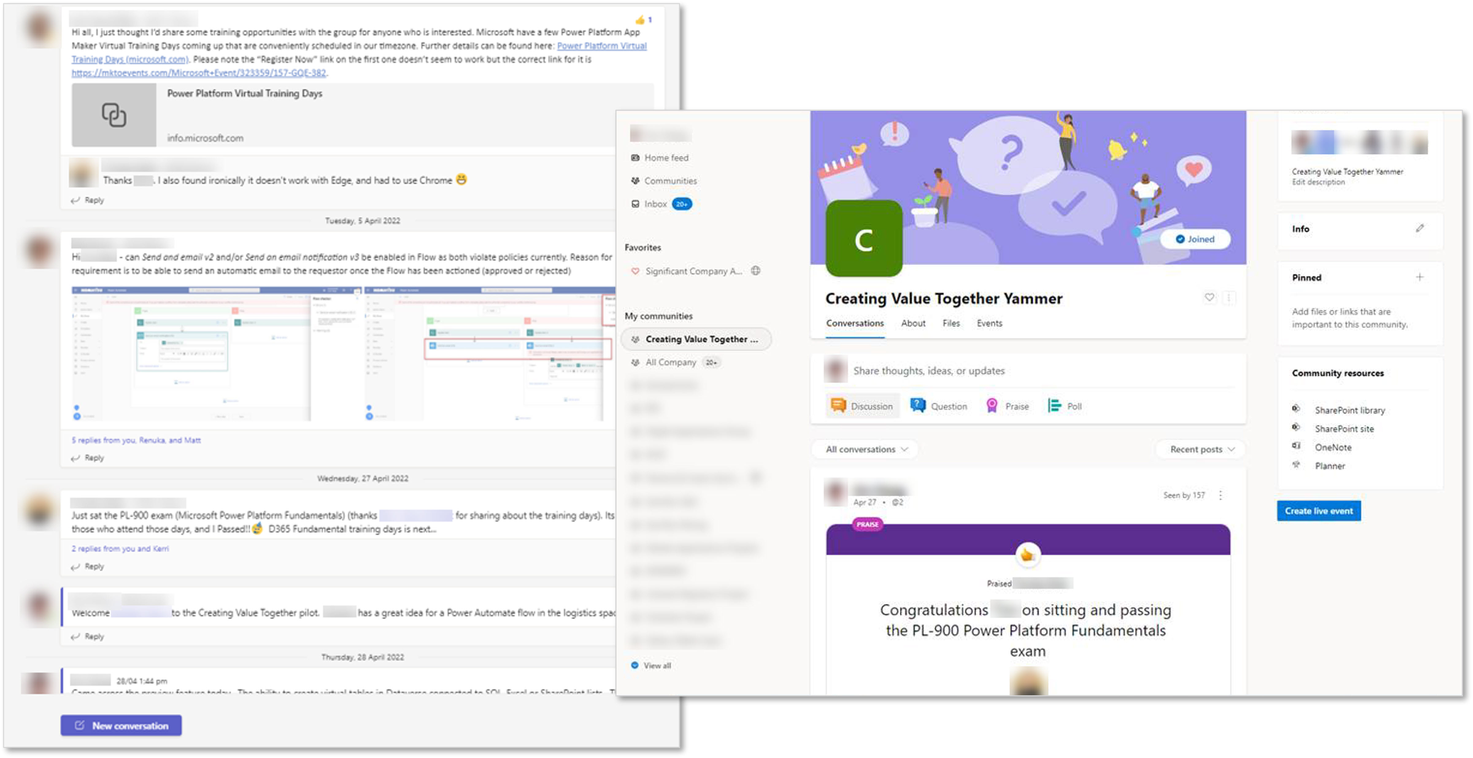 Citizen developers collaborate using Microsoft Teams and Yammer