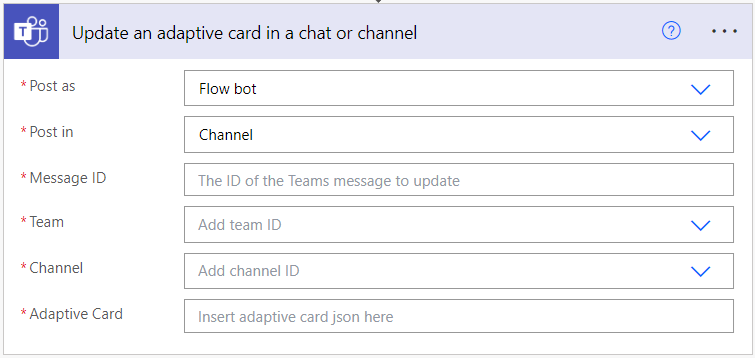 Action to update an adaptive card