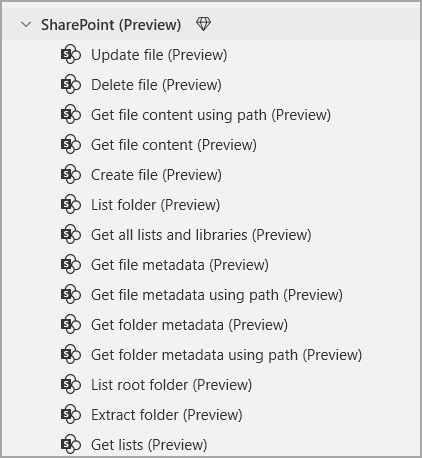 New SharePoint actions