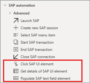 New SAP actions